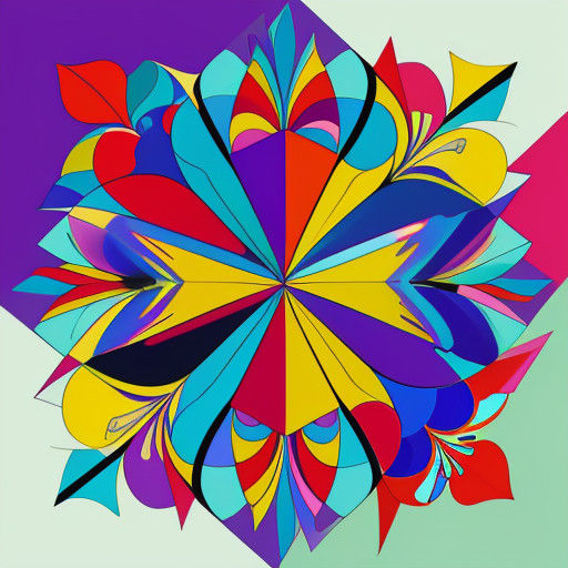 Abstract Cubist Flowers Dance in Vibrant Geometric Harmony