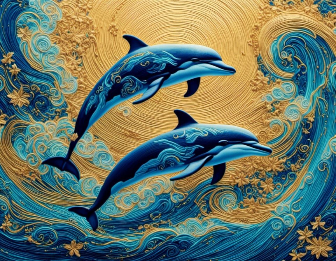 Quilt of dolphins. Orcas are part of the dolphin family.