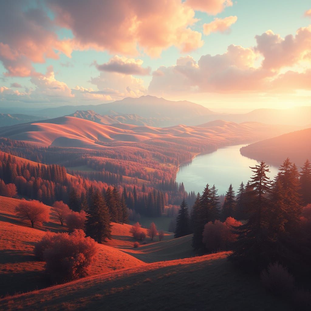 Dreamy Landscape Painting with Ethereal Atmosphere