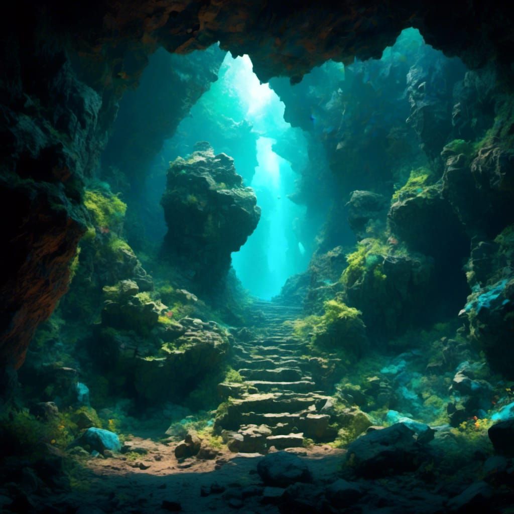 Dungeon Chamber with Crystal, Scepter and Tome