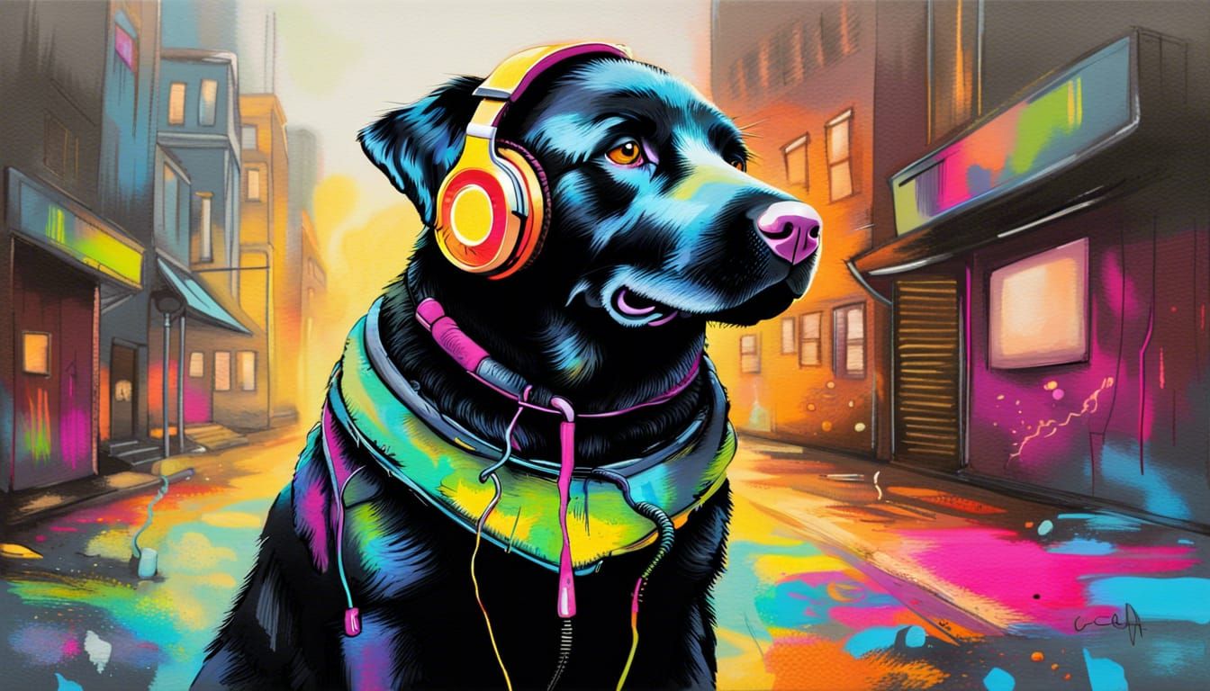 Steampunk Lab in Neon Graffiti City