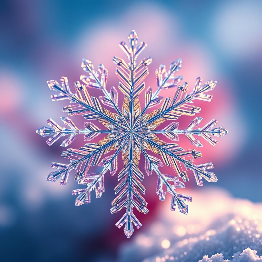 Hyper-Realistic Snowflake in Frozen Mystique