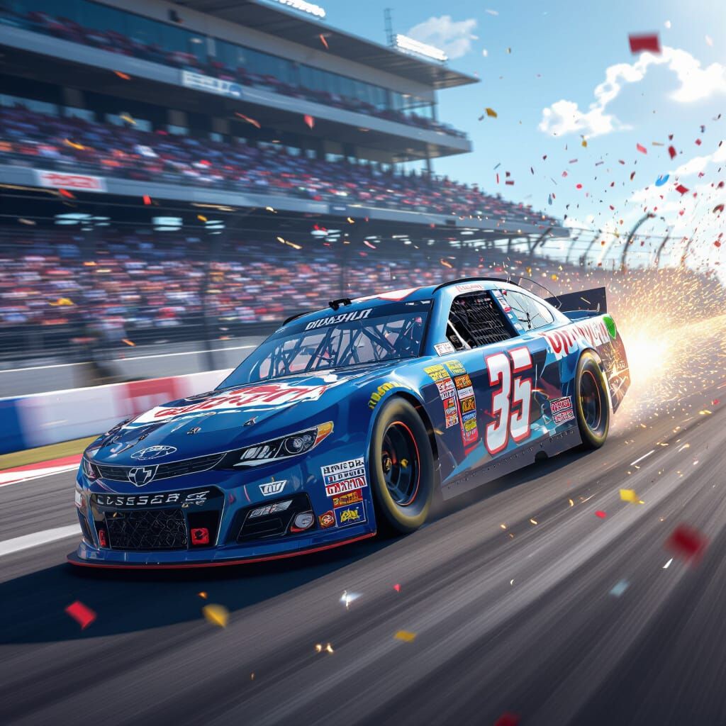 Stock Car Races at Cheesebaggers 500 in Photorealistic Style