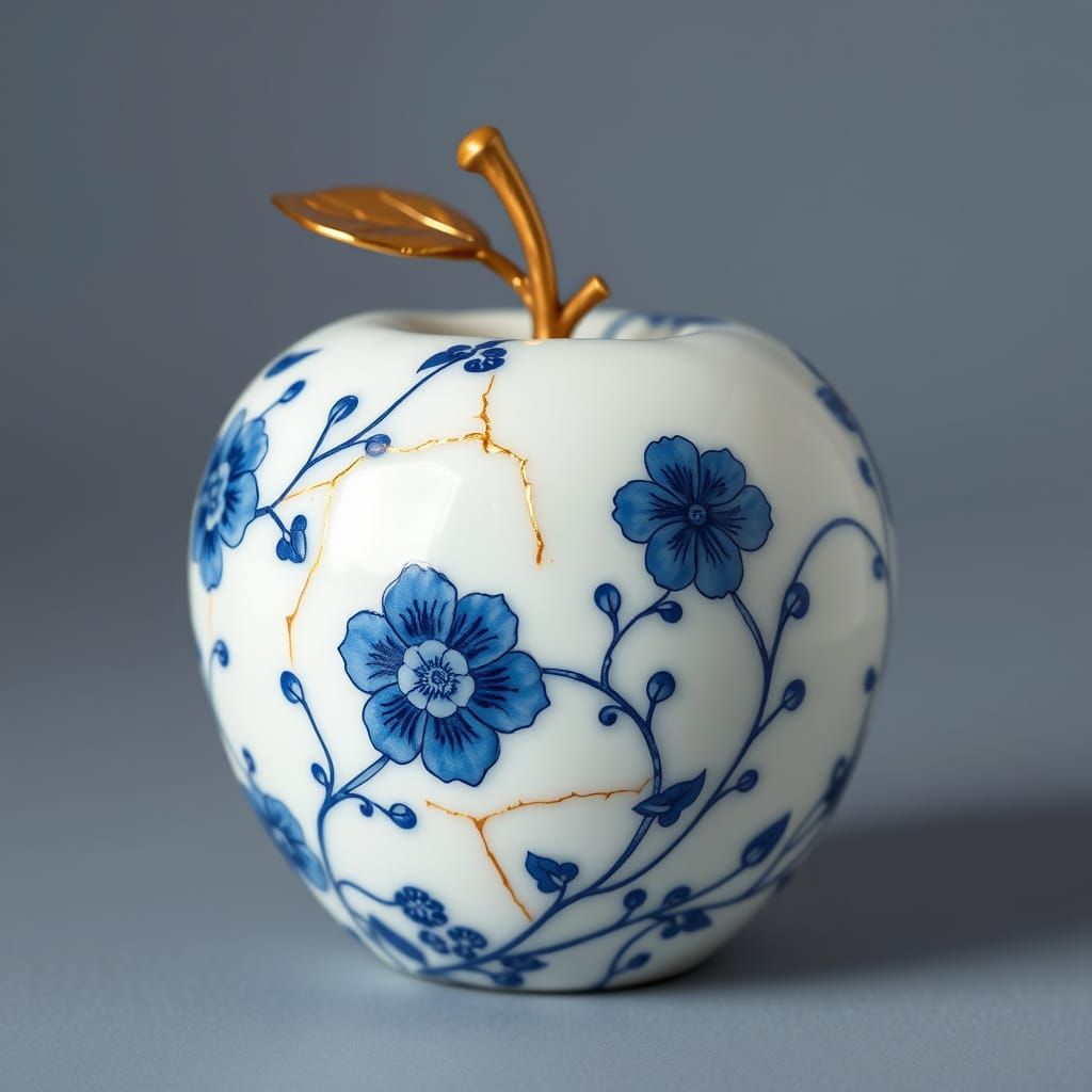 Elegant Porcelain Apple in Traditional Chinese Style
