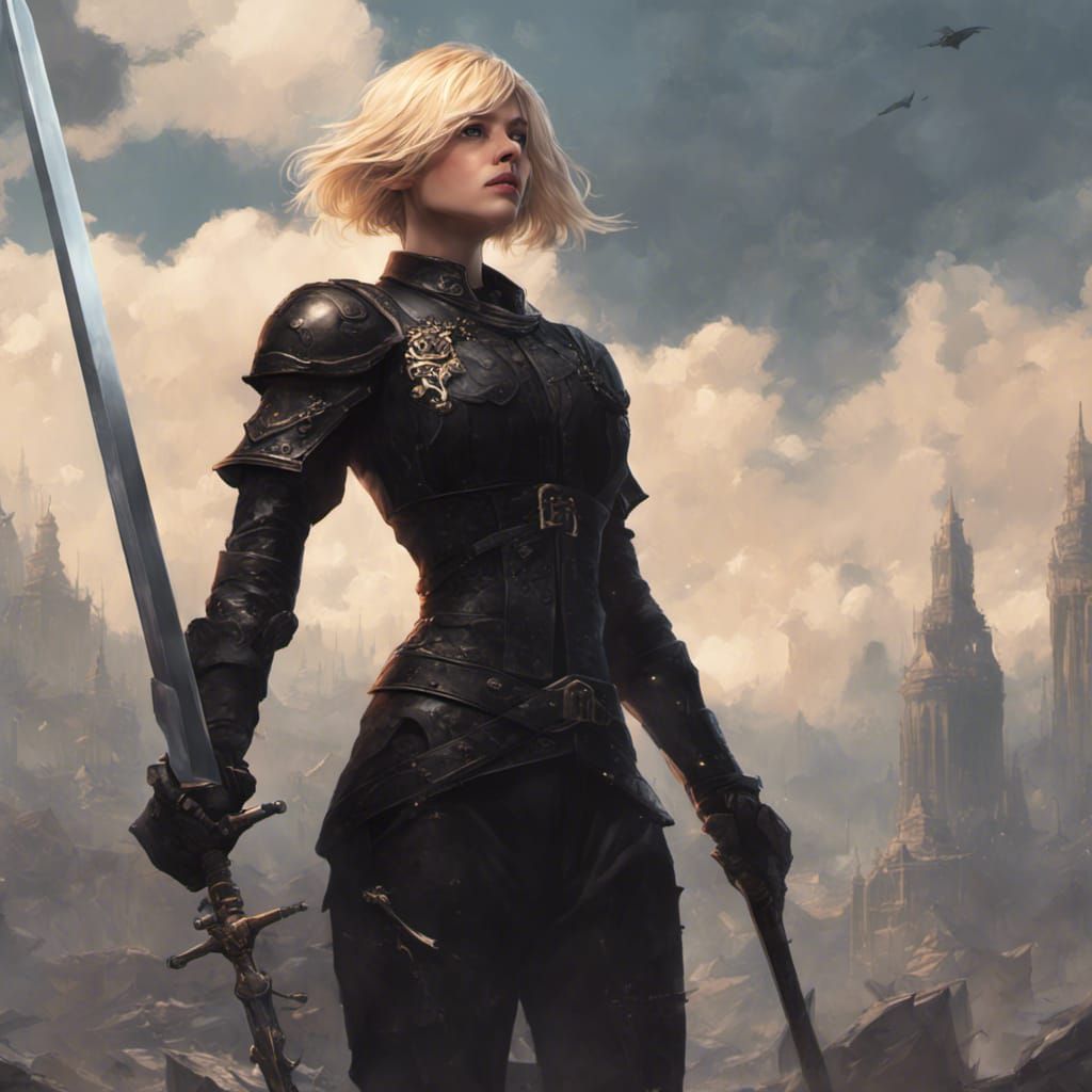 Fantasy Girl Warrior with Sword, Detailed Art