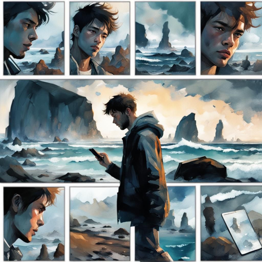 Comic Book Reality with Influencer and Beach Scene