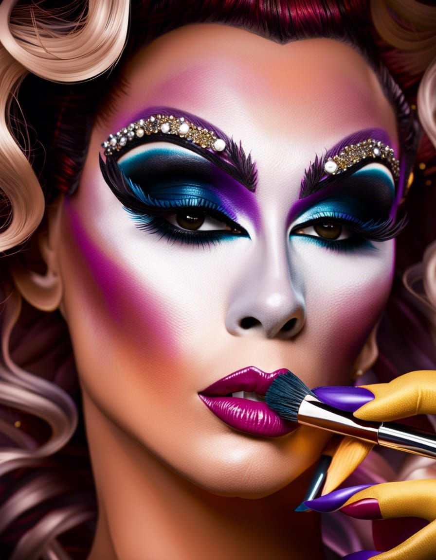 Hyperrealistic Drag Queen Makeup Portrait