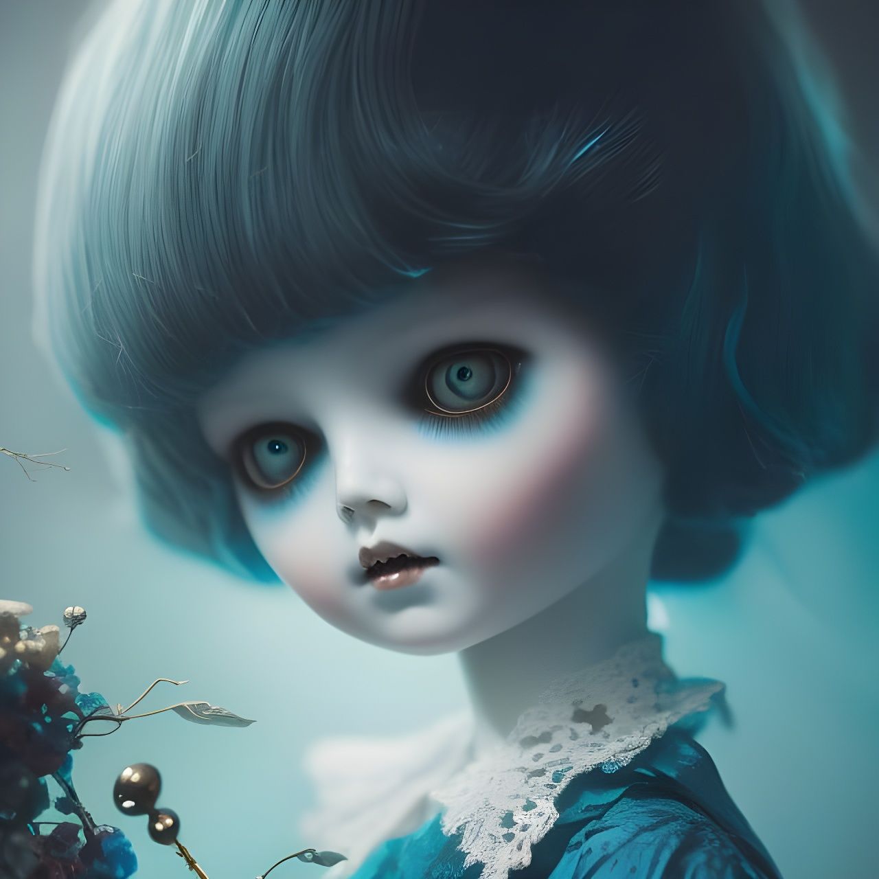 Creepy Porcelain Dolls in Haunted Bedroom