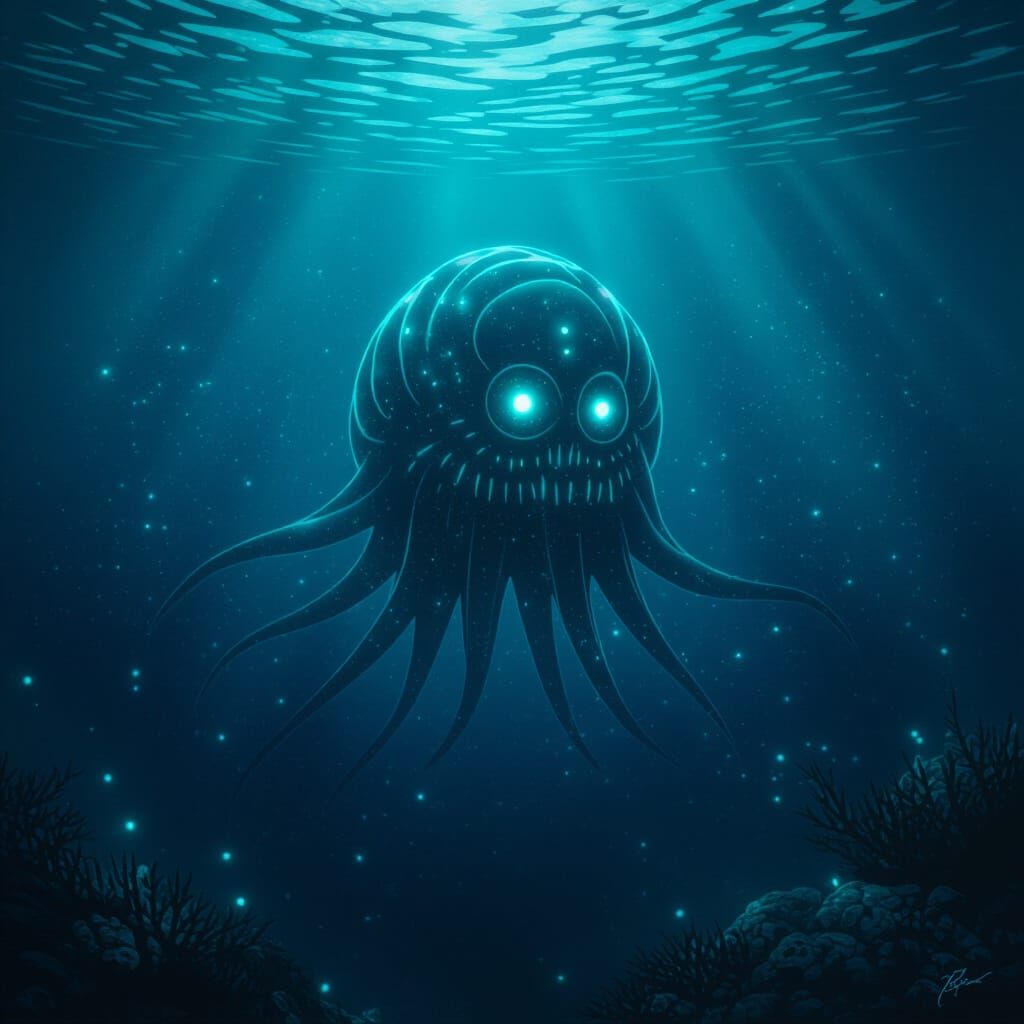 Bloop Emerges: Eerie Deep-Sea Creature Concept Art