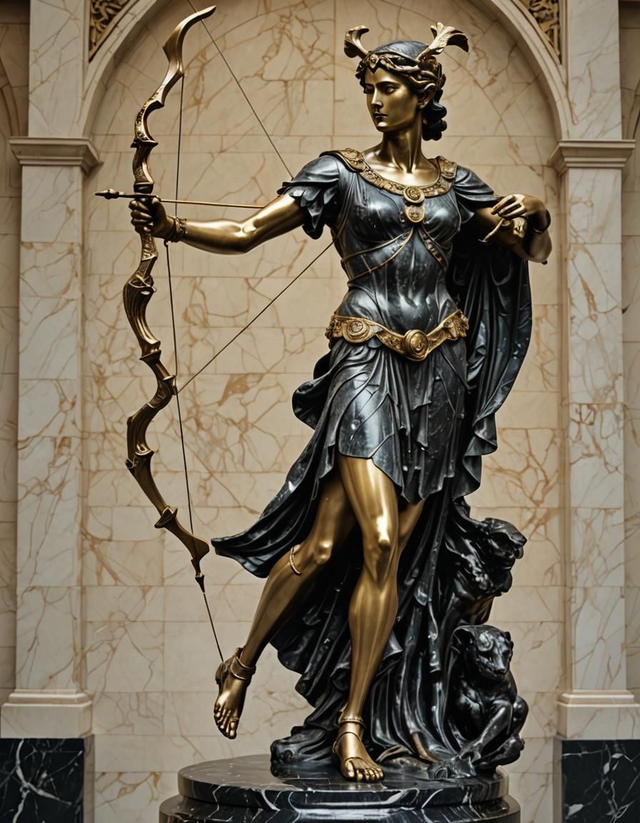 Bronze Statue of Artemis in Art Deco Style