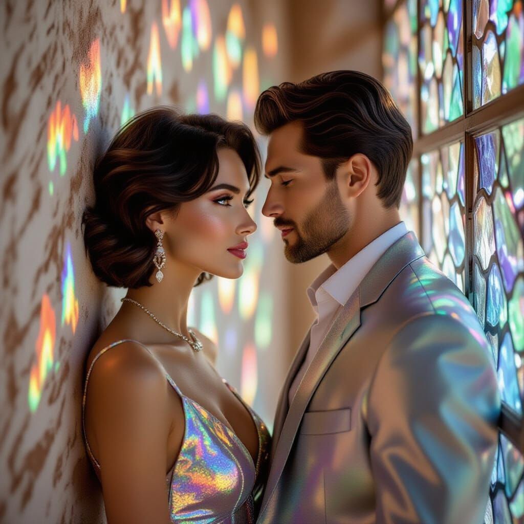 Intimate Portrait of a Woman in Iridescent Dress