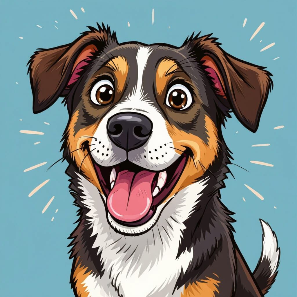 Exaggerated Expressions of a Pet Dog