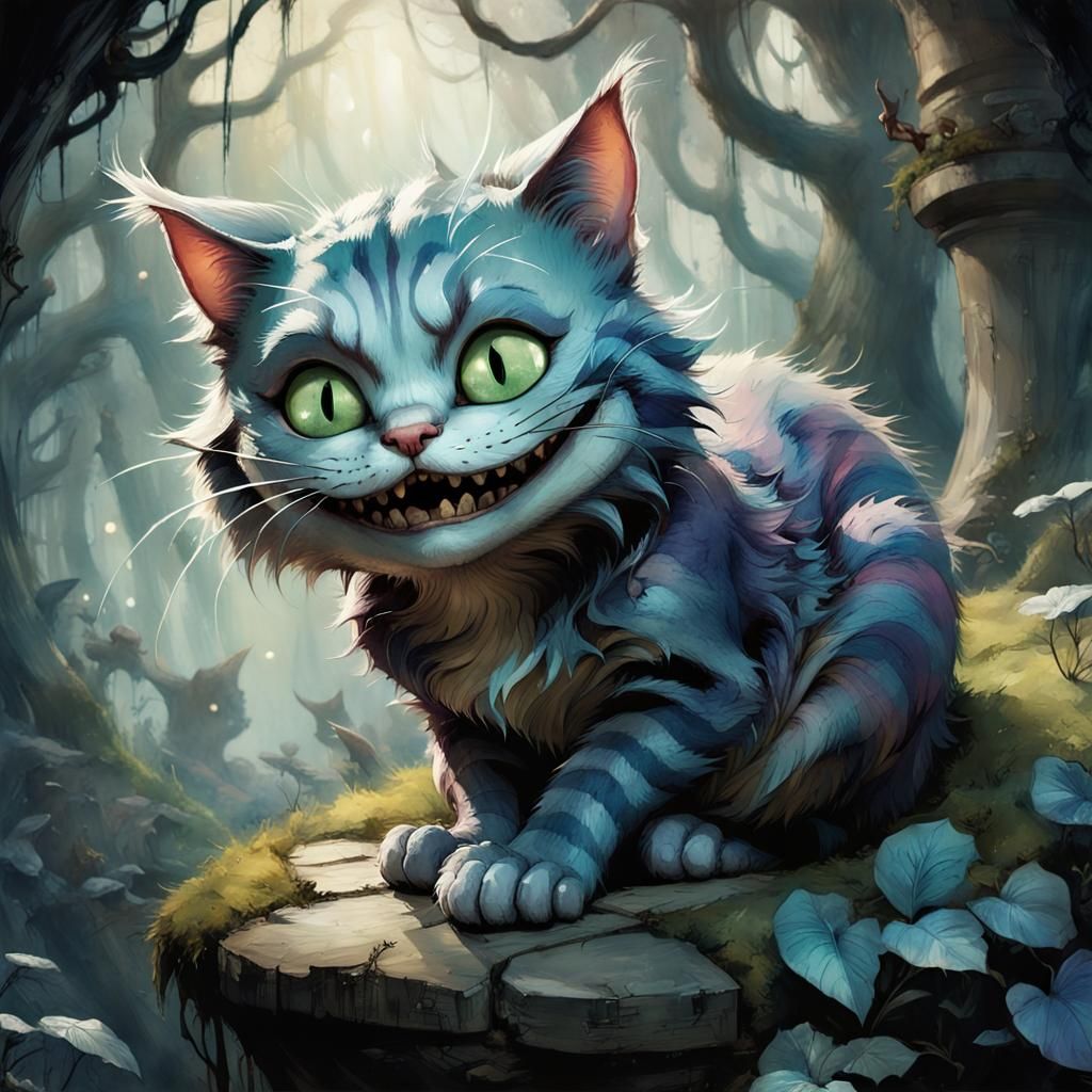 DreamWorks Cheshire Cat Watercolor Illustration