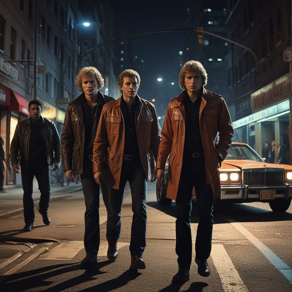 Gritty Urban Detectives in Neon Cityscape