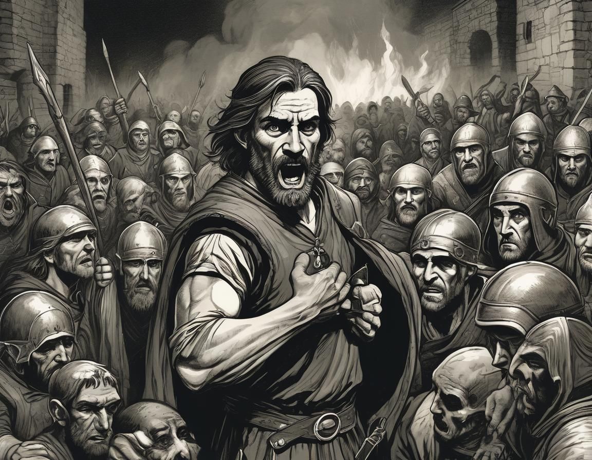 Defiant Hero in Dark Fantasy Art Style