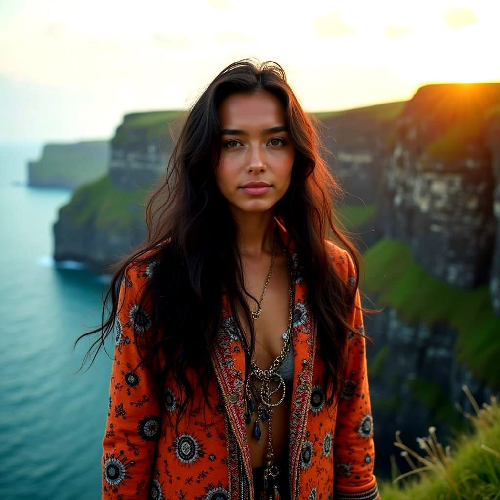 Italian Goddess at the Cliffs of Moher