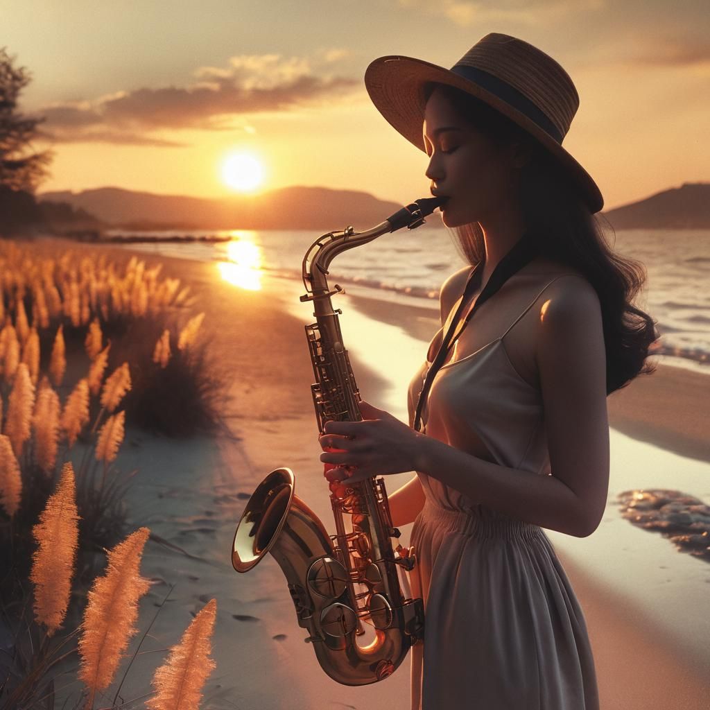 Creating a warm analog photography image of a person playing...