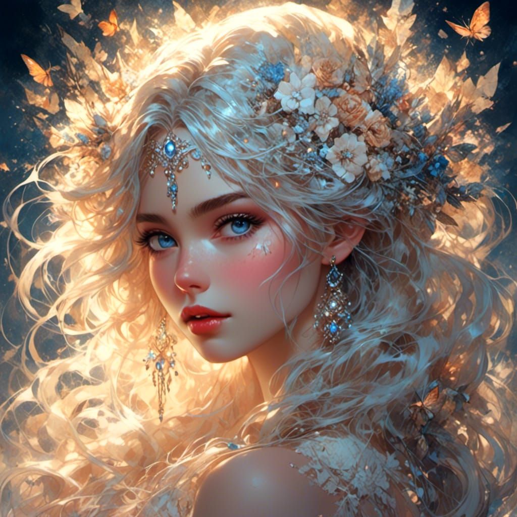 Anime Lovers in Starlight: Intricate Fantasy Painting