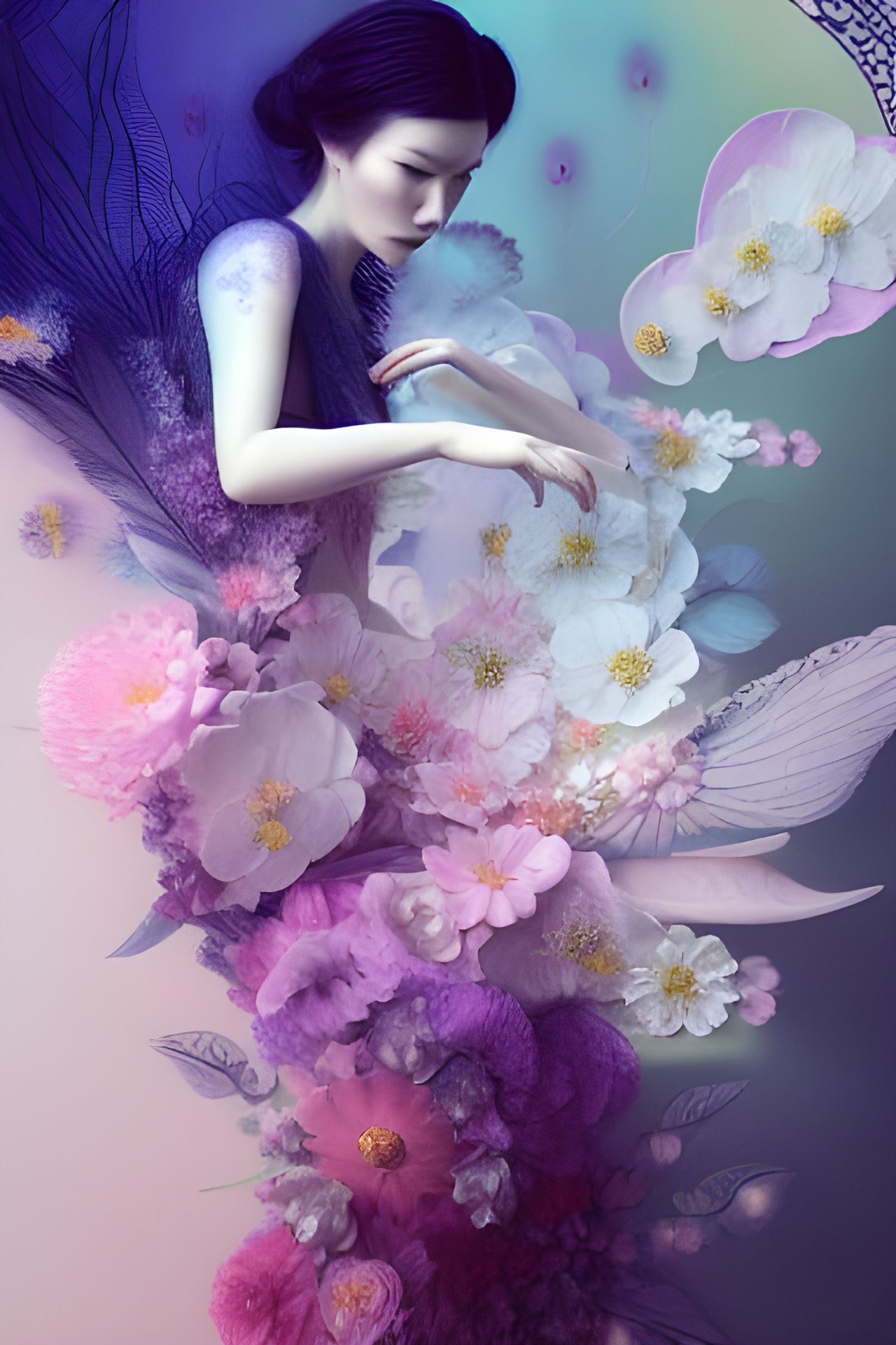 Ethereal Needlework Flowers in Hyperrealistic Detail