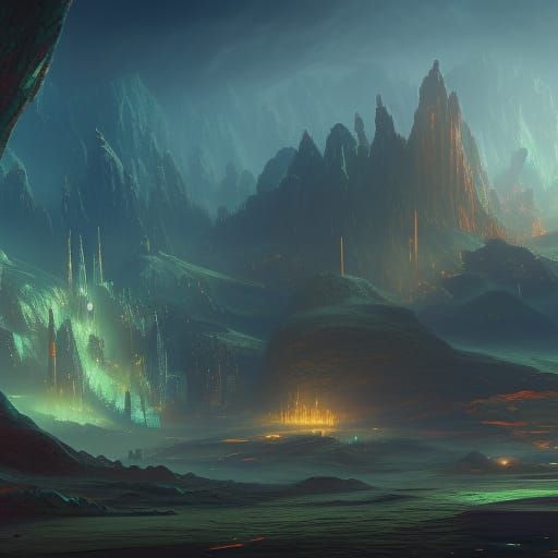 Detailed Space Matte Painting in Deep Color