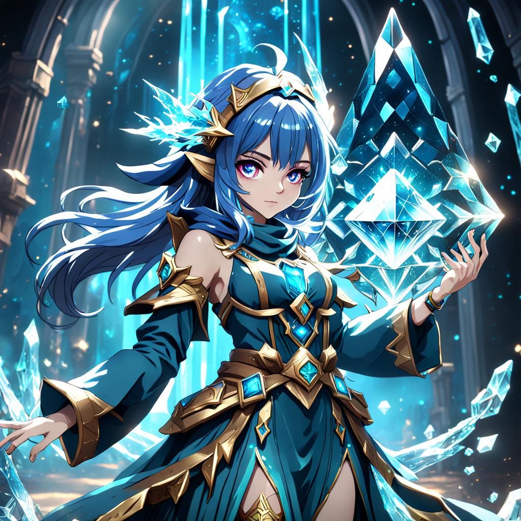 Anime Crystal Wizard Girl in Space