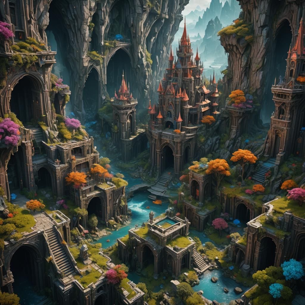 Fantastical Computer Screen in Detailed Matte Painting