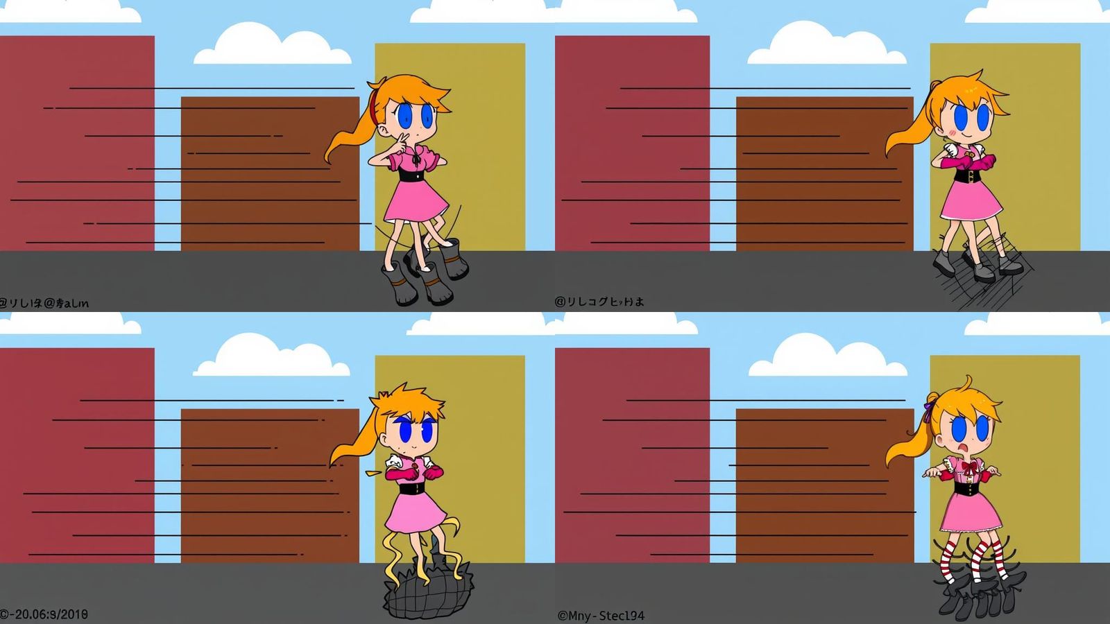 Cartoon Princess Parachute in Anime Style