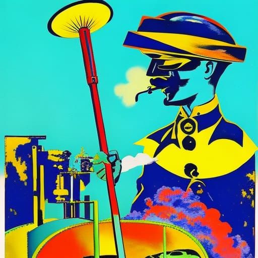 Chaplin's Vacuum Cleaner: A Gouache Retrofuturist Vision