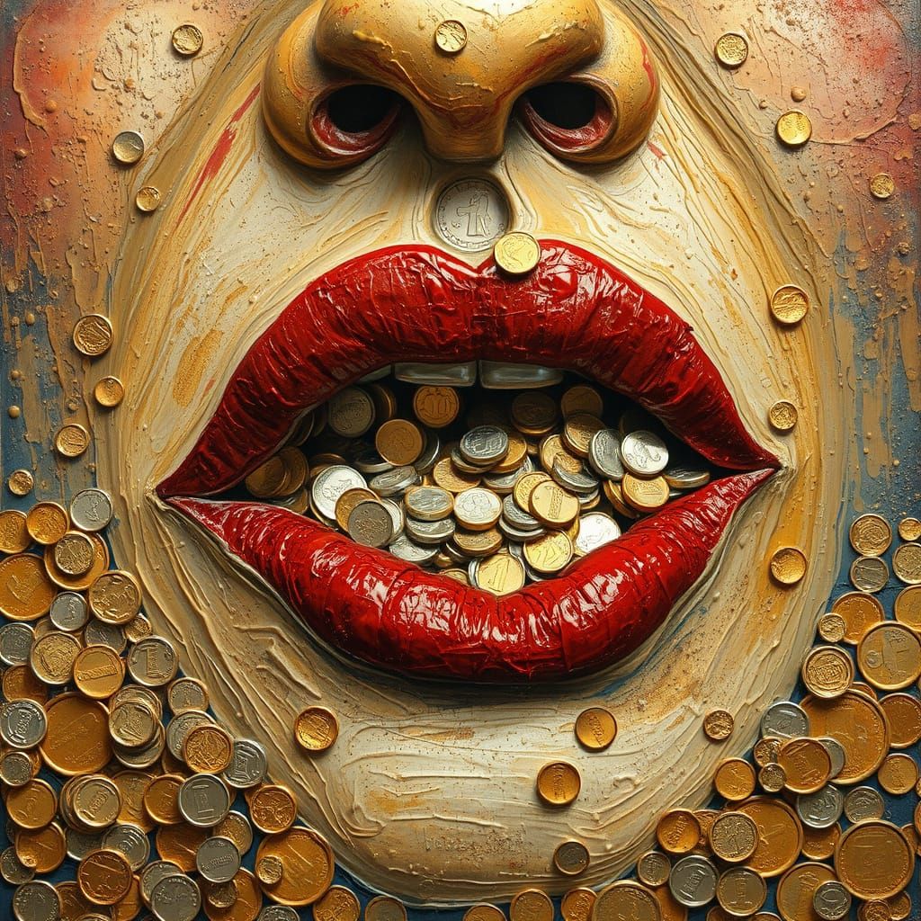 Surreal Impasto Masterpiece of Greed