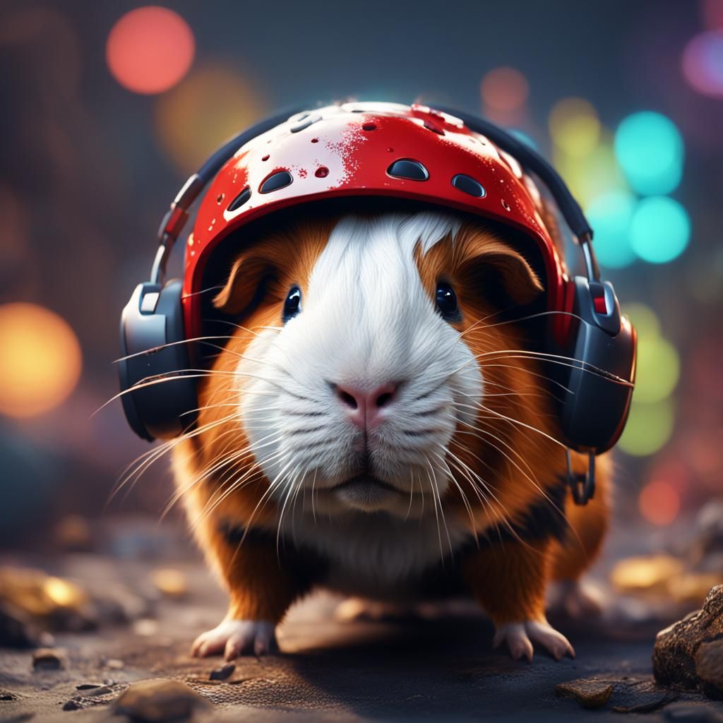 Guinea Pig Wearing Jordans in Detailed Digital Painting