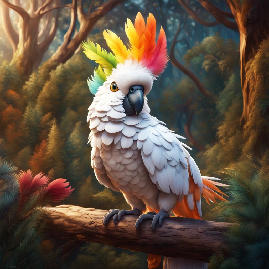 Cute Cockatoo in Magical Australian Bushland