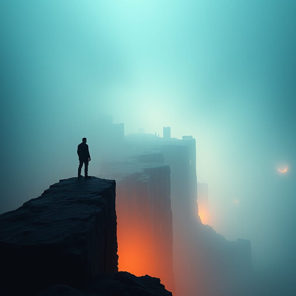 Desolate Post-Apocalyptic Landscape in a Dreamlike Void