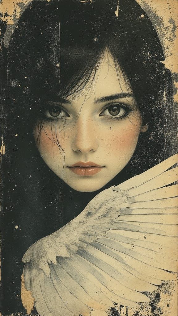 Serene Angel in Whimsical Fairytale Style