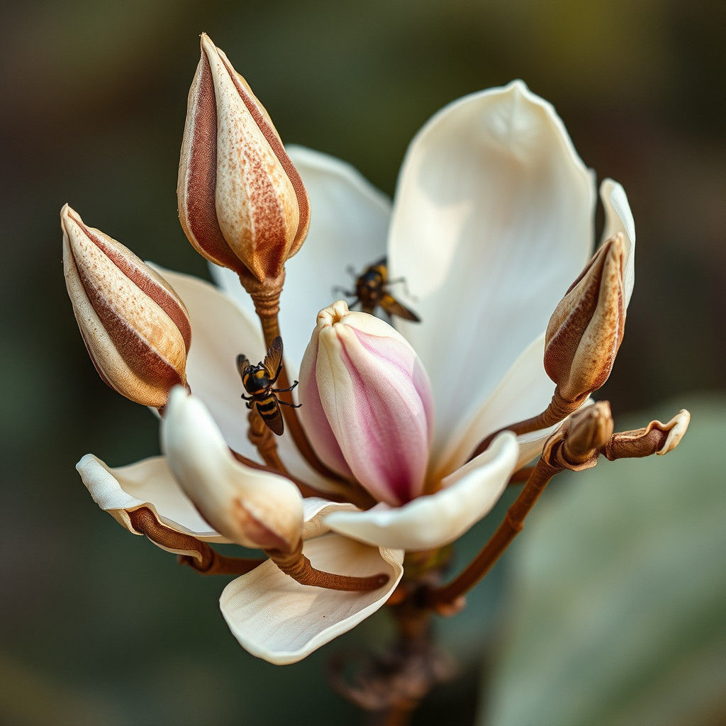Botanical Close-Up of Dried Seed Pods and Flowers
