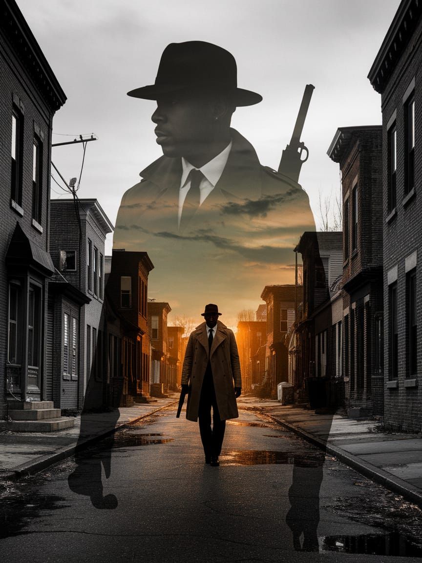 An exceptional masterpiece by Yukisakura revealing a fantastic double exposure composition of Omar Little’s silhouette h...