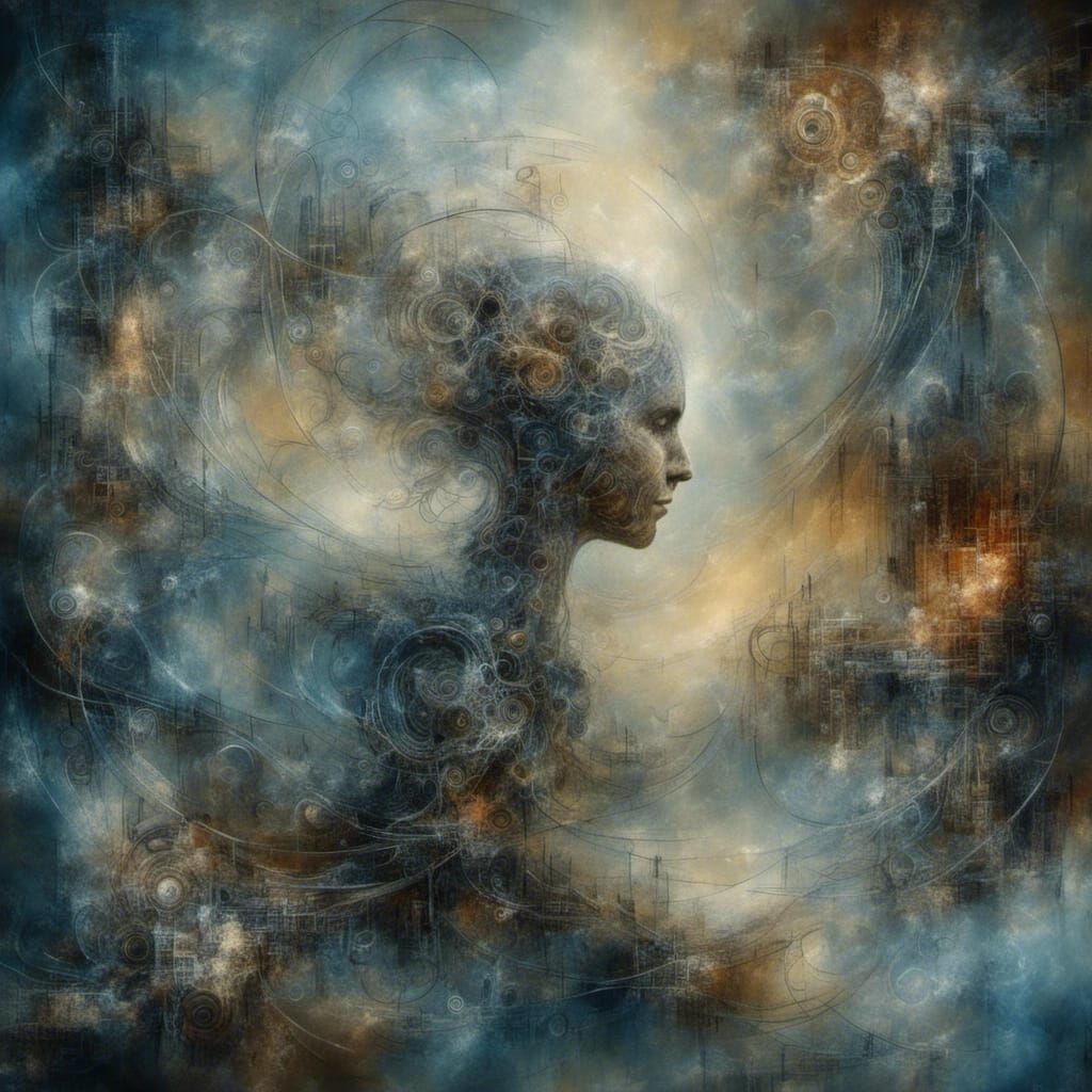 Ethereal Crystalline Metamorphosis Cubism: Viking in Void