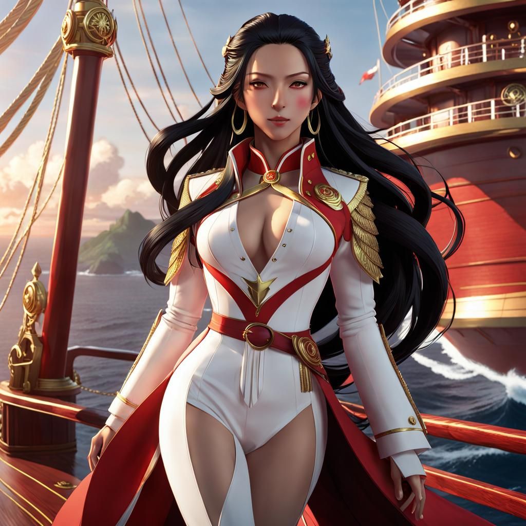 Boa Hancock Anime Art on Ship Deck