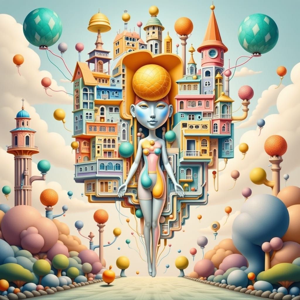 3D Figure Emerging From 2D Illustration World