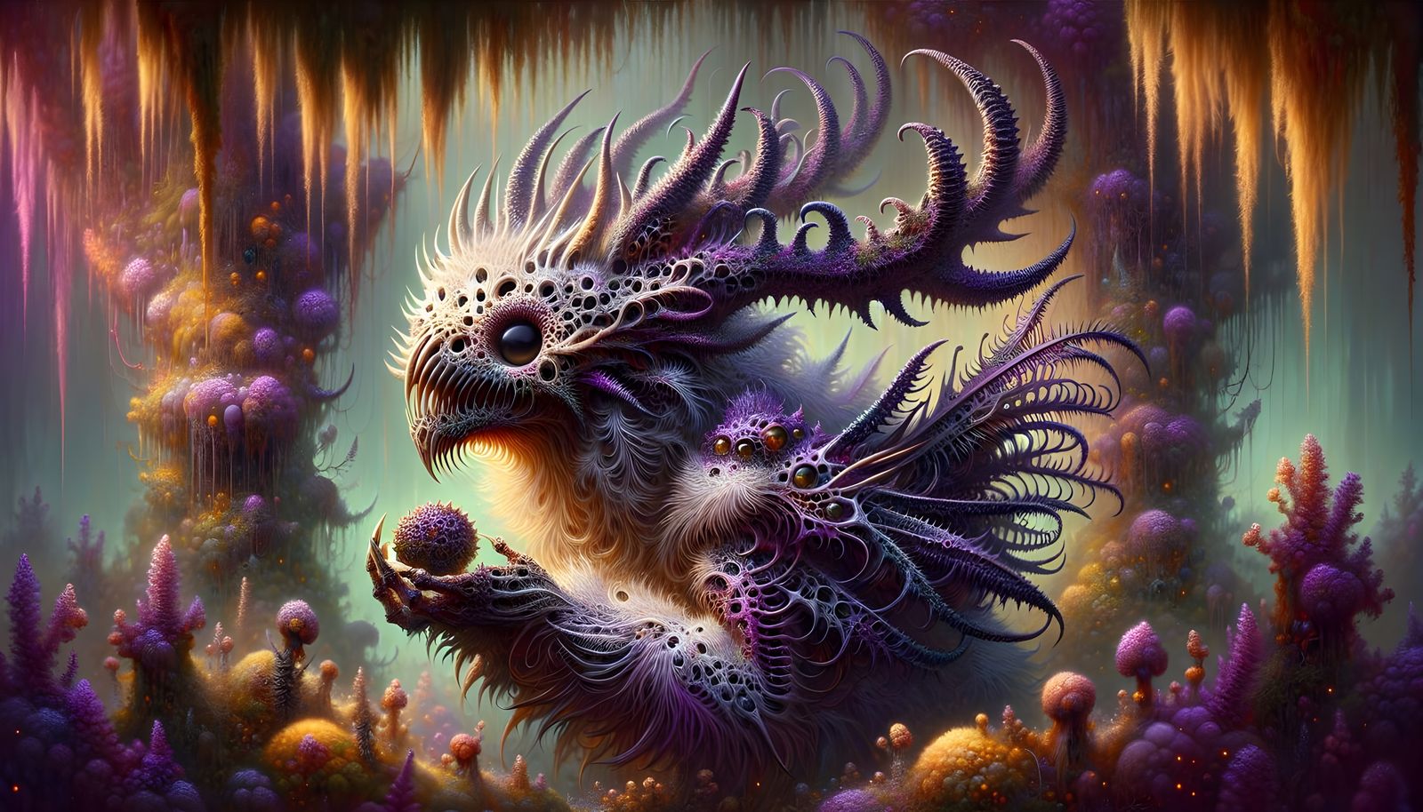 Mythical Wendigo Creature in Fantastical Swamp Environment