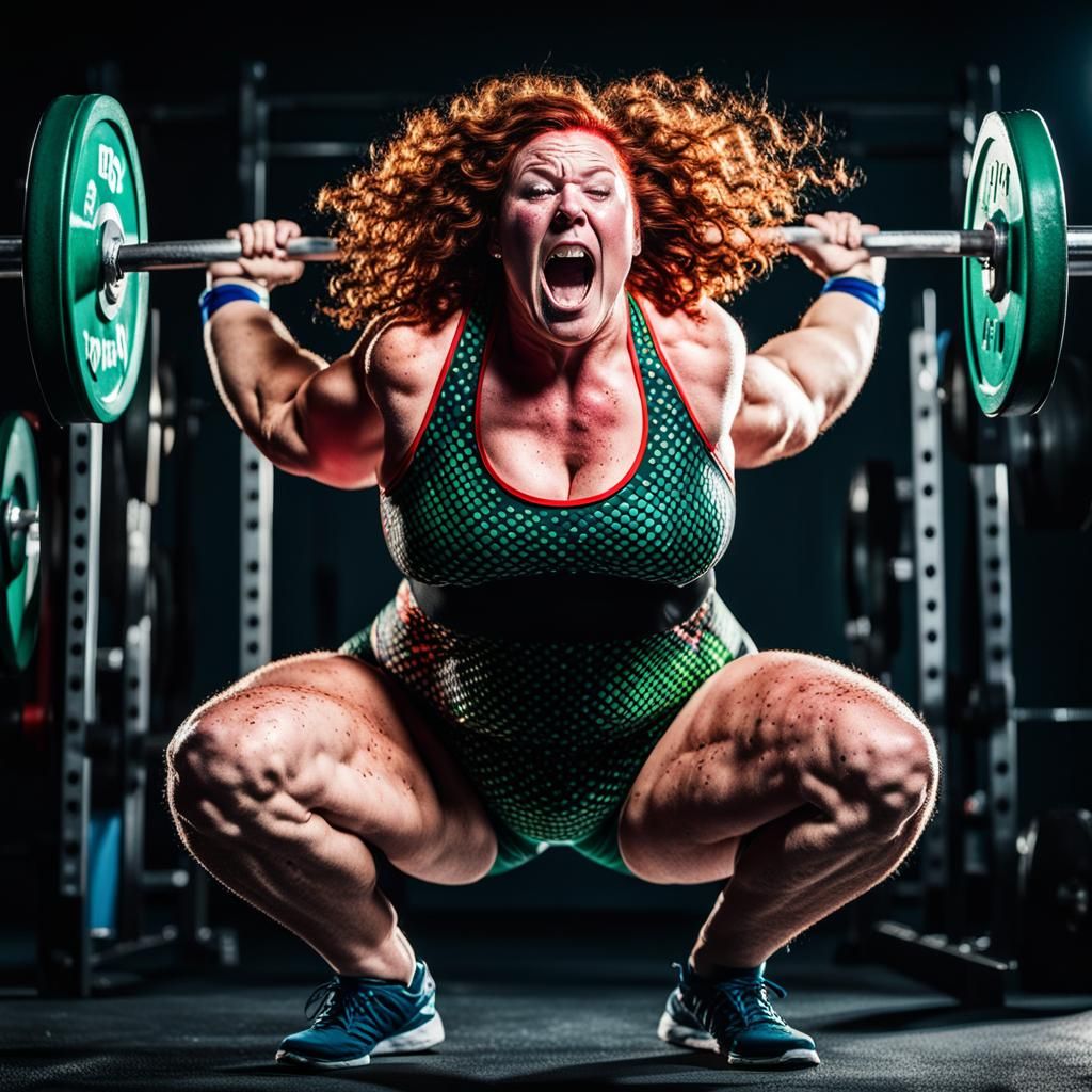 Strong, Plus Size Irish Weightlifter in Action, Captured in....