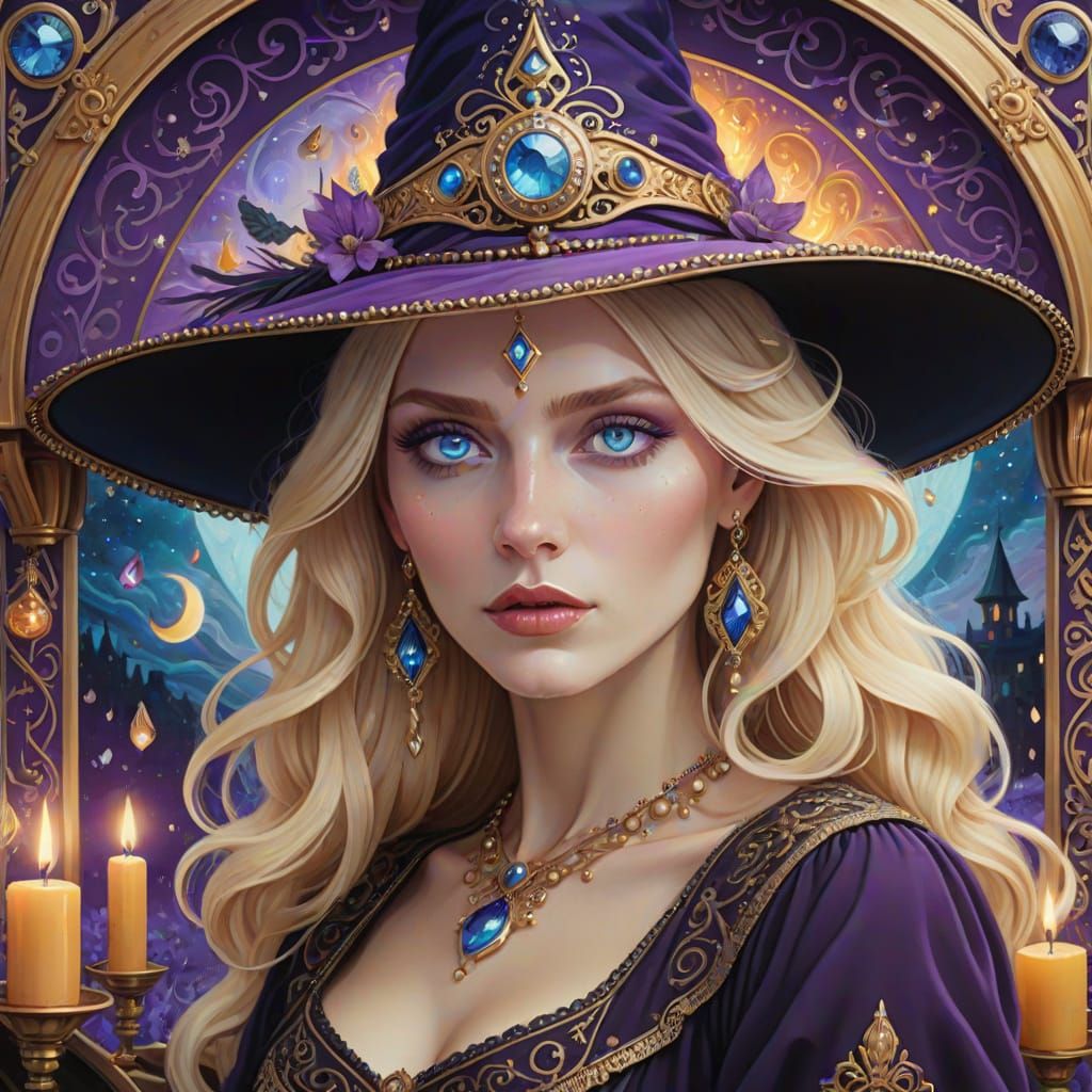 Mystical Witch in Ornate Gypsy Wagon