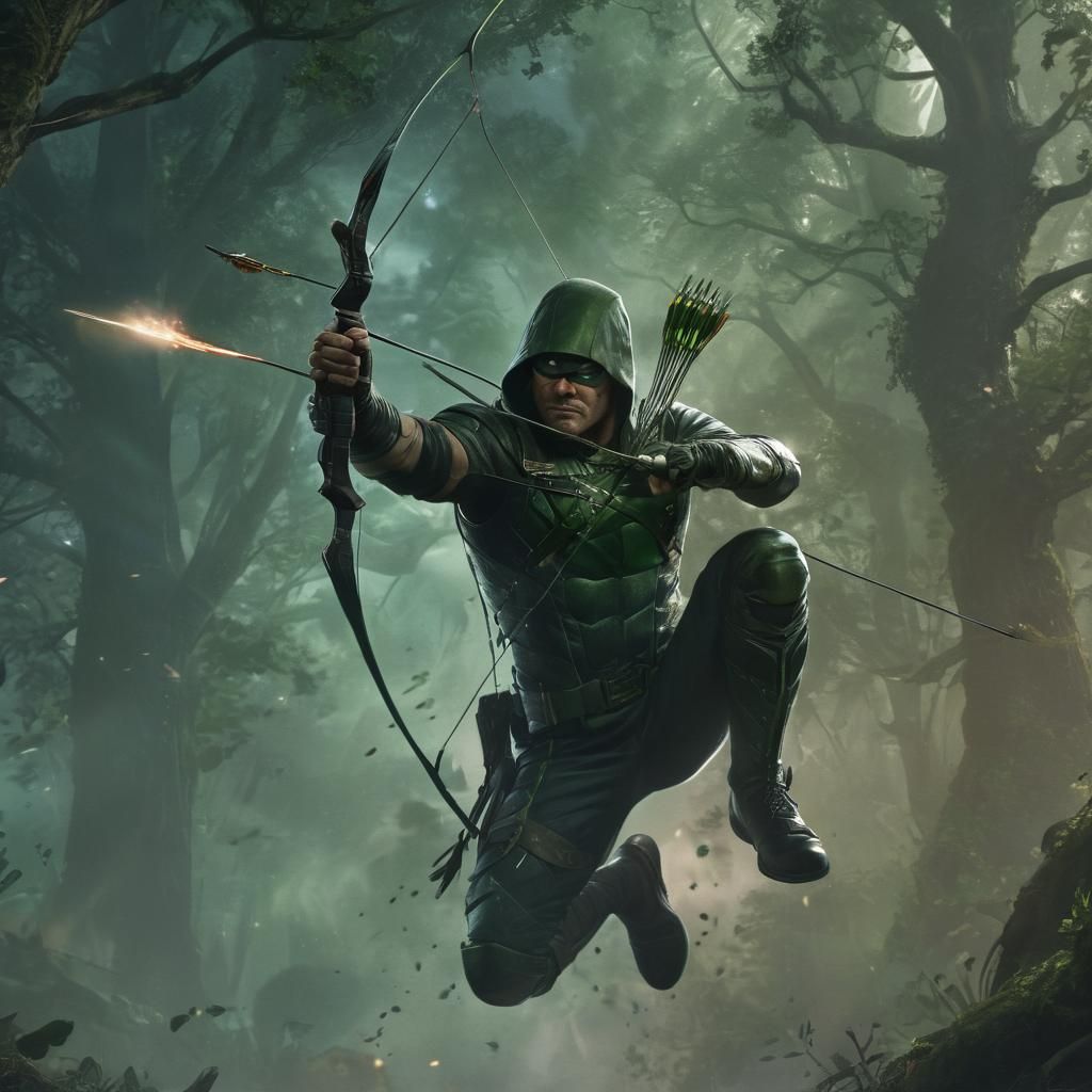 Green Arrow Defeats Superman in Dark Fantasy Art