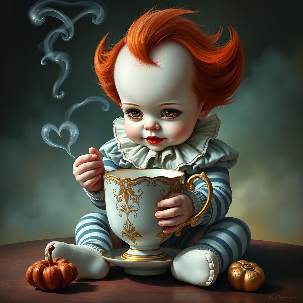 Baby Pennywise's Surreal Tea Party: A Dali-esque Dream