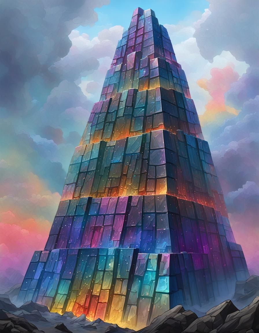 Intricate Bismuth Crystal Armor in Geometric Fauvism