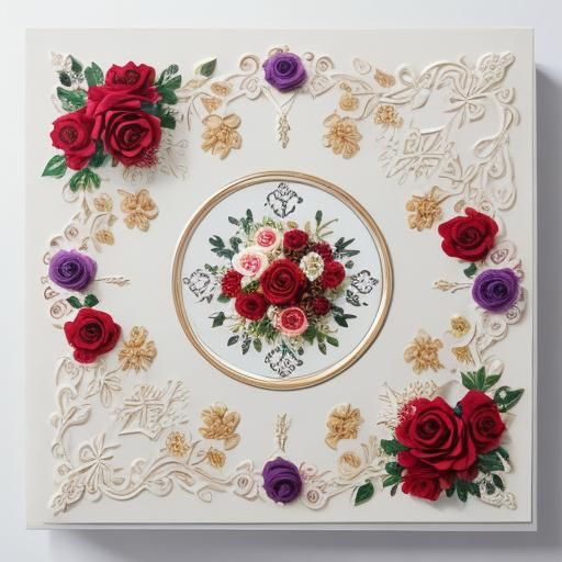 Floral Photo Album with Colorful Rose Arrangement