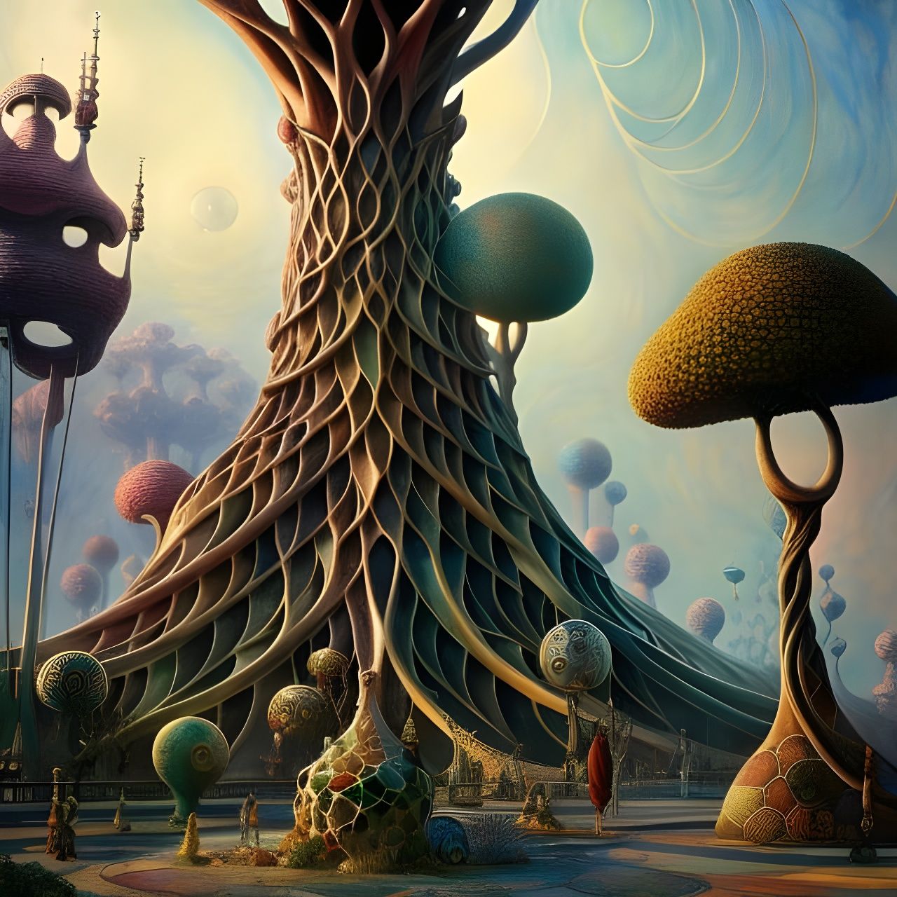 Gaudi-Inspired Tree of Life in Art Nouveau Style