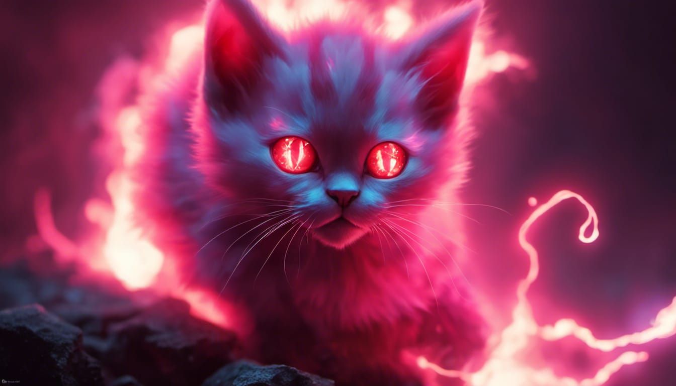 Fanged Kitten Vampires with Ruby Eyes