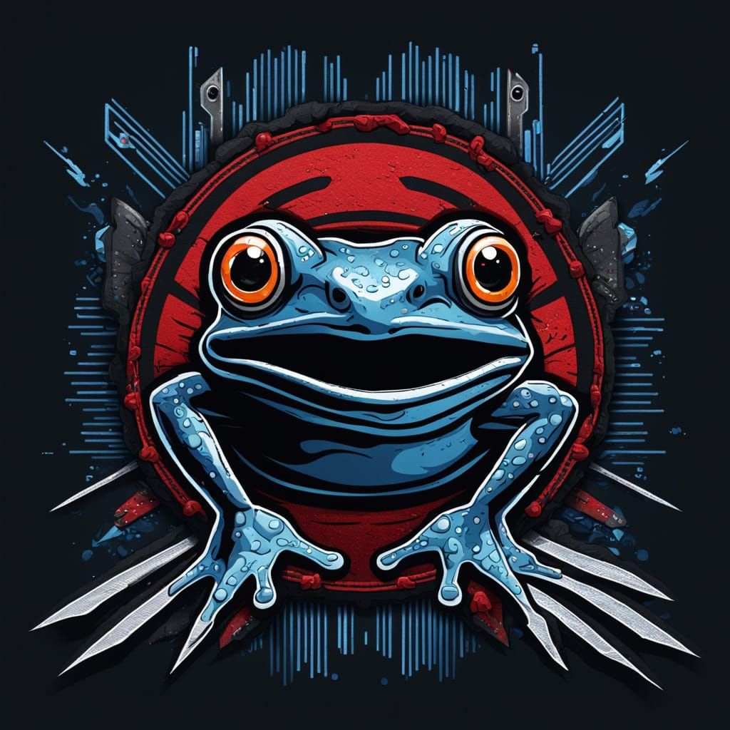 Sci-fi Frog Emblem: Minimalist Stitched Patch Design