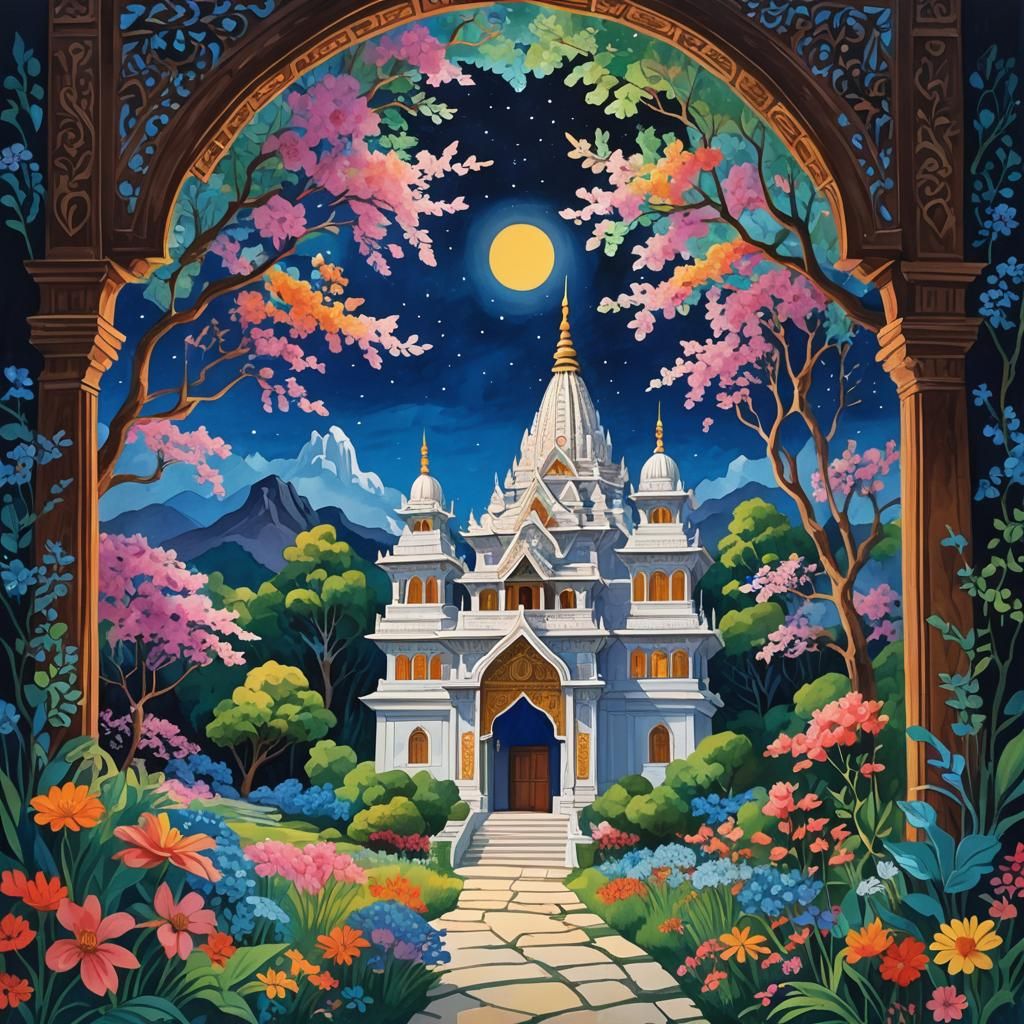 Glassy Indian Temple Opens to Heavenly Flower Valley