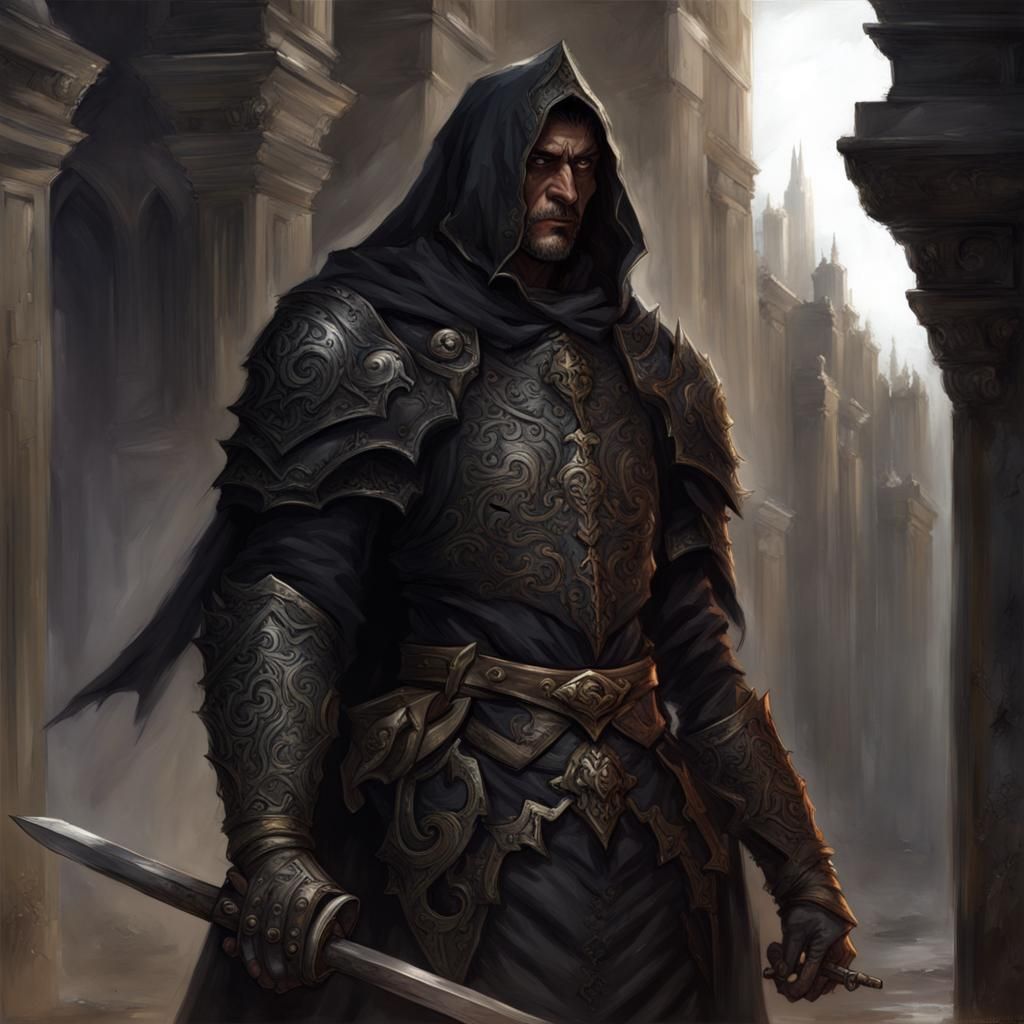 Dark Fantasy Paladin in Black Clothing